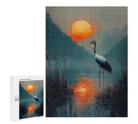 Teenagers Jigsaw Puzzles 500 PCS Crane Sunset Landscape Adult Jigsaw Relaxing Games Difficult Challenge Educational Challenge 500 PCS