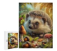 Teenagers Jigsaw Puzzles 500 PCS Cute Hedgehog in Autumn Forest Scene Puzzles for Adults Relax Games But Fun And Humorous Challenging To Complete 500 PCS