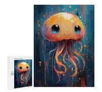 Teenagers Jigsaw Puzzles 500 PCS Cute Jellyfish Painting Jigsaw for Adults Relaxing Games Hand Speed Race Challenging To Complete 500 PCS