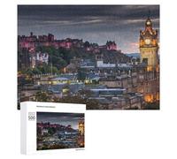 Teenagers Jigsaw Puzzles 500 PCS Edinburgh Castle at Dusk Puzzles for Adults Hands-on Game Hand Speed Race Educational Challenge 500 PCS