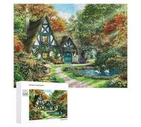 Teenagers Jigsaw Puzzles 500 PCS Enchanted Autumn Cottage Scene Puzzles for Adults Hands-on Game Hand Speed Race Educational Challenge 500 PCS