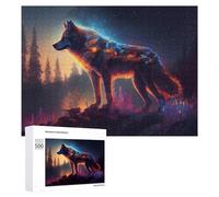 Teenagers Jigsaw Puzzles 500 PCS Enchanted Wolf in Twilight Forest Puzzles for Adults Hands-on Game Hand Speed Race Educational Challenge 500 PCS