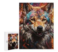 Teenagers Jigsaw Puzzles 500 PCS Fox with Headphones Vibrant Artwork Puzzles for Adults Hands-on Game Hand Speed Race Educational Challenge 500 PCS