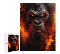 Teenagers Jigsaw Puzzles 500 PCS Furious Mad Scary Gorilla Adult Jigsaw Relaxing Games Difficult Challenge Educational Challenge 500 PCS