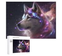 Teenagers Jigsaw Puzzles 500 PCS Galactic Wolf Portrait -5 Puzzles for Adults Hands-on Game Hand Speed Race Educational Challenge 500 PCS
