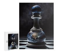 Teenagers Jigsaw Puzzles 500 PCS Global Chess Piece Earth Edition Puzzles for Adults Hands-on Game Hand Speed Race Educational Challenge 500 PCS