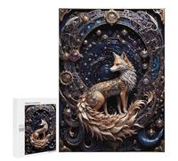 Teenagers Jigsaw Puzzles 500 PCS Golden Red Steampunk Fox Jigsaw for Adults Relaxing Games Hand Speed Race Challenging To Complete 500 PCS