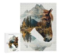 Teenagers Jigsaw Puzzles 500 PCS Horse & Mountain Landscape Puzzles for Adults Family Game Perfect Decoration Challenging To Complete 500 PCS