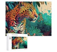 Teenagers Jigsaw Puzzles 500 PCS Jaguar in The Tropical Jungle Puzzles for Adults Hands-on Game Hand Speed Race Educational Challenge 500 PCS