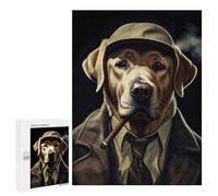 Teenagers Jigsaw Puzzles 500 PCS Labrador Gangster Suit Puzzles for Adults Relax Games But Fun And Humorous Challenging To Complete 500 PCS