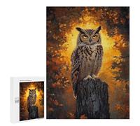 Teenagers Jigsaw Puzzles 500 PCS Majestic Eagle Owl in Autumn Puzzles for Adults Relax Games But Fun And Humorous Challenging To Complete 500 PCS