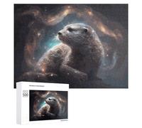 Teenagers Jigsaw Puzzles 500 PCS Mystical Otter in Celestial Light Puzzles for Adults Hands-on Game Hand Speed Race Educational Challenge 500 PCS