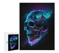 Teenagers Jigsaw Puzzles 500 PCS Neon Skull Landscape Artwork Adult Jigsaw Relaxing Games Difficult Challenge Educational Challenge 500 PCS