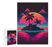 Teenagers Jigsaw Puzzles 500 PCS Neon Tropical Island Sunset -1 Adult Jigsaw Relaxing Games Difficult Challenge Educational Challenge 500 PCS