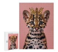 Teenagers Jigsaw Puzzles 500 PCS Ocelot Pastel Crown Adult Jigsaw Relaxing Games Difficult Challenge Educational Challenge 500 PCS