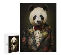 Teenagers Jigsaw Puzzles 500 PCS Panda in Boho Suit Jigsaw for Adults Relaxing Games Hand Speed Race Challenging To Complete 500 PCS