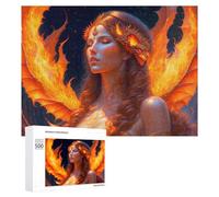 Teenagers Jigsaw Puzzles 500 PCS Phoenix Maiden Fire And Flame Fantasy Art Puzzles for Adults Hands-on Game Hand Speed Race Educational Challenge 500 PCS
