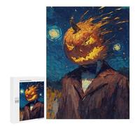 Teenagers Jigsaw Puzzles 500 PCS Pumpkin Head Man Starry Night Adult Jigsaw Relaxing Games Difficult Challenge Educational Challenge 500 PCS