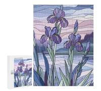 Teenagers Jigsaw Puzzles 500 PCS Purple Irises Landscape Puzzles for Adults Family Game Perfect Decoration Challenging To Complete 500 PCS