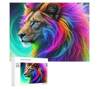 Teenagers Jigsaw Puzzles 500 PCS Rainbow Lion Art Print Puzzles for Adults Hands-on Game Hand Speed Race Educational Challenge 500 PCS
