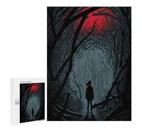 Teenagers Jigsaw Puzzles 500 PCS Red Moonlit Forest Path Puzzles for Adults Hands-on Game Hand Speed Race Educational Challenge 500 PCS