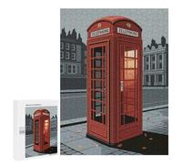 Teenagers Jigsaw Puzzles 500 PCS Red Telephone Booth in London Puzzles for Adults Family Game Perfect Decoration Challenging To Complete 500 PCS