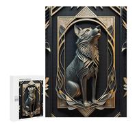 Teenagers Jigsaw Puzzles 500 PCS Royal Wolf Art Deco Puzzles for Adults Relax Games But Fun And Humorous Challenging To Complete 500 PCS