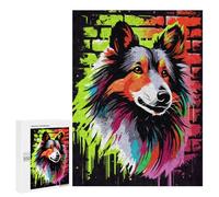 Teenagers Jigsaw Puzzles 500 PCS Shetland Sheepdog Graffiti Jigsaw for Adults Relaxing Games Hand Speed Race Challenging To Complete 500 PCS