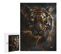 Teenagers Jigsaw Puzzles 500 PCS Tiger Thunder Dark Night Jigsaw for Adults Relaxing Games Hand Speed Race Challenging To Complete 500 PCS