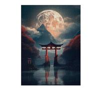 Teenagers Jigsaw Puzzles 500 PCS Torii Gate Under A Full Moon Puzzle for Adults DIY Toys Difficult Challenge Gifts for Friends And Family 500 PCS
