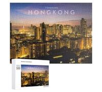 Teenagers Jigsaw Puzzles 500 PCS Twilight Skies of Hong Kong Puzzles for Adults Hands-on Game Hand Speed Race Educational Challenge 500 PCS