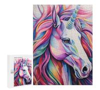 Teenagers Jigsaw Puzzles 500 PCS Unicorn Close Up Portrait Adult Jigsaw Relaxing Games Difficult Challenge Educational Challenge 500 PCS