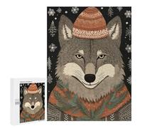 Teenagers Jigsaw Puzzles 500 PCS Vintage Wolf Xmas Adult Jigsaw Relaxing Games Difficult Challenge Educational Challenge 500 PCS