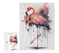 Teenagers Jigsaw Puzzles 500 PCS Watercolor Flamingo Bird Jigsaw for Adults Relaxing Games Hand Speed Race Challenging To Complete 500 PCS