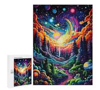 Teenagers Jigsaw Puzzles 500 PCS Whimsical Cosmic Forest Puzzles for Adults Hands-on Game Hand Speed Race Educational Challenge 500 PCS