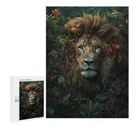Teenagers Jigsaw Puzzles 500 PCS Whimsical Flowers Lion Adult Jigsaw Relaxing Games Difficult Challenge Educational Challenge 500 PCS