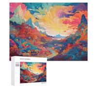 Teenagers Jigsaw Puzzles 500 PCS Whimsical Landscape with Flowing Colors Puzzles for Adults Hands-on Game Hand Speed Race Educational Challenge 500 PCS