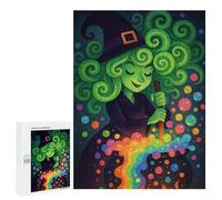 Teenagers Jigsaw Puzzles 500 PCS Witch Stirring Rainbow Cauldron Puzzles for Adults Family Game Perfect Decoration Challenging To Complete 500 PCS