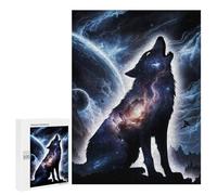 Teenagers Jigsaw Puzzles 500 PCS Wolf Howling Silhouette Adult Jigsaw Relaxing Games Difficult Challenge Educational Challenge 500 PCS