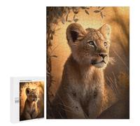 Teenagers Jigsaw Puzzles 500 PCS Young Lion Cub in Sunlight Adult Jigsaw Relaxing Games Difficult Challenge Educational Challenge 500 PCS