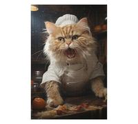 Teenagers Jigsaw Puzzles 75x50cm/1000pcs Angry Chef Cat Cooking Jigsaw for Adults Brain Teaser Game But Fun And Humorous Birthday Present, Gifts, 75x50cm/1000pcs