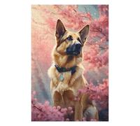 Teenagers Jigsaw Puzzles 75x50cm/1000pcs German Shepherd Cherrytree Jigsaw for Adults Brain Teaser Game But Fun And Humorous Birthday Present, Gifts, 75x50cm/1000pcs