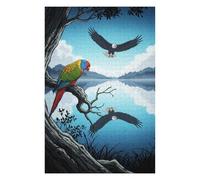 Teenagers Jigsaw Puzzles 75x50cm/1000pcs Parrot And Eagles Lake Puzzles for Adults Brain Teaser Game Staycation Kill Time Educational Challenge 75x50cm/1000pcs
