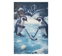 Teenagers Jigsaw Puzzles 75x50cm/1000pcs Penguin Playing Hockey Jigsaw for Adults Brain Teaser Game But Fun And Humorous Birthday Present, Gifts, 75x50cm/1000pcs