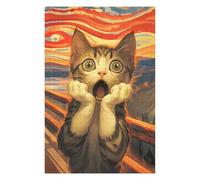 Teenagers Jigsaw Puzzles 75x50cm/1000pcs Scream Cat Jigsaw for Adults Brain Teaser Game But Fun And Humorous Birthday Present, Gifts, 75x50cm/1000pcs