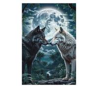 Teenagers Jigsaw Puzzles 75x50cm/1000pcs Two Wolf in Forest Moon Puzzles for Adults Hands-on Game Hand Speed Race Educational Challenge 75x50cm/1000pcs