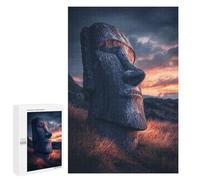 Teenagers Puzzles 1000 PCS Jigsaws Easter Island Statue Sunset-1 Puzzles for Teenagers For Family Fun for Birthday, Chrismas Unique Birthday And Xmas Gifts 1000 PCS