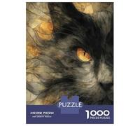 Teenagers Puzzles 1000 Piece Jigsaws Abstract Black Cat with Golden Eye Jigsaws for Adults Fun Games Presents for Women Deal As Gifts for The Whole Family 38x26cm/1000pcs