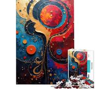 Teenagers Puzzles 1000 Piece Jigsaws Abstract Face with Circular Elements V Interesting Brain Challenge Easy Stable Assembly Process Sophisticated Gifts Idea (Size 50x75cm)