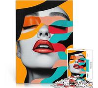 teenagers Puzzles 1000 Piece Jigsaws Abstract Woman Portrait Schwierig Schwer mit passendem Poster und Quizblatt38x26cm